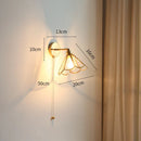 Axyaa Glass LED Wall Light Copper Lampshade Pull Chain Switch Bathroom Mirror