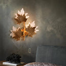 Axyaa Luxury Copper Maple Leaf Crystal Glass Wall Lamp for Home Deco