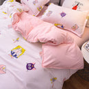 Axyaa Kawaii Cotton Bedding Set: Soft Duvet Cover, King Queen Full Twin Sizes, 3/4pcs Set