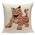 Axyaa Cartoon Tiger Lion Dance Pillow Case Cover for Bed Sofa Decoration