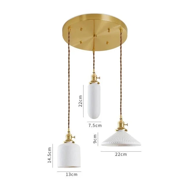 Axyaa Ceramic LED Pendant Light - Modern Copper Hanging Lamp