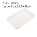 White Plastic Dinner Plate Set by Axyaa: Nordic Style Rectangular Tray for Home & Hotel