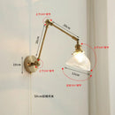 Axyaa Copper Long Arm Wall Sconce with Pull Chain Switch & Ceramic Lampshade