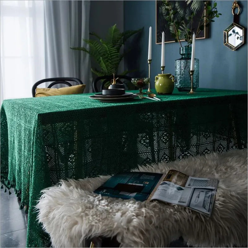 Axya™ Handmade Crochet Cotton Tablecloth for Coffee Tables & Background Decoration