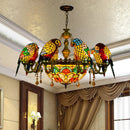 Axyaa Tiffany Style Parrot Lamp: Colorful Stained Glass Chandelier for Dining Room