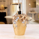 Axya Floral Bathroom Set: Soap Dispenser, Cup, Toothbrush Holder, Toilet Brush