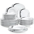 Axyaa 36-Piece Porcelain Ceramic Black Line Kitchen Tableware Set