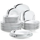 Axyaa 18/36-Piece Black Line Ceramic Tableware Set with Dinner, Dessert, and Soup Plates