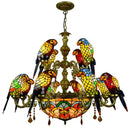 Axyaa Tiffany Style Parrot Lamp: Colorful Stained Glass Chandelier for Dining Room