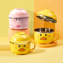 Axyaa Cute Duck Stainless Steel Ramen Bowl, Double-layer Kitchen Tableware