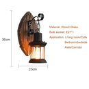 Axyaa Vintage Wood and Glass Wall Light Sconce for Restaurant, Cafe, Bedroom