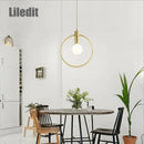 Axyaa Ring Iron Pendant Light: Modern LED Hanging Lamp for Minimalist Home Decor