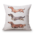 Axyaa Dachshund Dog Print Cotton Linen Pillow Covers 45X45cm