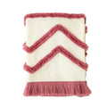 Axyaa Knit Throw Blanket Mustard Pink Fringed Soft Blanket 50"x62"