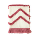 Axyaa Knit Throw Blanket Mustard Pink Fringed Soft Blanket 50"x62"