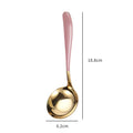 Axyaa Stainless Steel Soup Spoon with Long Handle and Colander - Golden