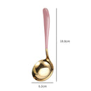 Axyaa Stainless Steel Soup Spoon with Long Handle and Colander - Golden