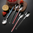 Axyaa Stainless Steel Long Coffee Spoon Set Vintage Tableware Teaspoons Dessert Ice Cream