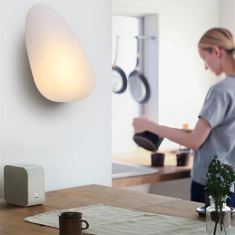 Axyaa Nordic Glass Pebble Wall Light Living Room Bedroom Luminaria