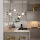 Axyaa Industrial Rectangle Chandelier with Swing Buckle Design and Glass Ball Lights
