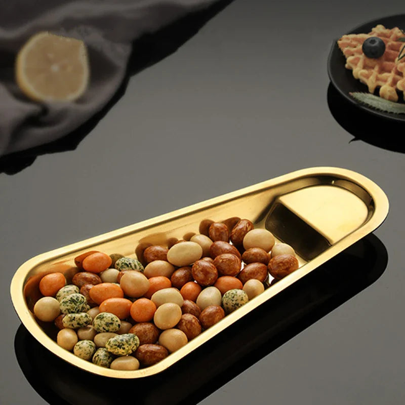 Axyaa Stainless Steel Food Storage Tray Dessert Plate Snack Pan Buffet Tableware
