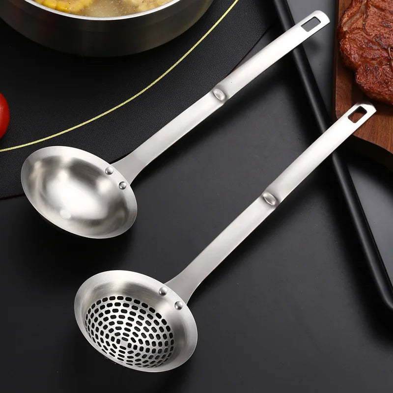 Axyaa Stainless Steel Soup Spoon Colander Skimmer for Home Cooking