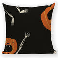 Happy Halloween Pumpkin Print Linen Throw Pillow Cover by Axyaa