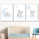 Axyaa Baby Bear Cloud Print Nursery Wall Art Kids Room Decor