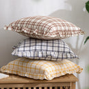 Axyaa Fringed Coffee Black Yellow Green Cotton Cushion Cover 45x45cm Home Decor