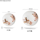 Axya Ceramic Plate: Chinese Style Floral Bird Design, Round Dinner Dish, Decorative Tableware
