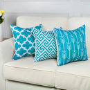Axyaa Blue Geometric Cotton Linen Pillow Cover for Luxury Home Decor