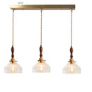 Axyaa Green Glass LED Pendant Light with Wood Hangle & Copper Socket