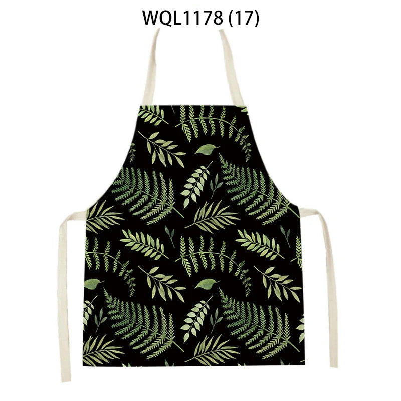 Tropical Jungle Print Kitchen Apron, Axyaa Plant Leaves Chef Bib for Kids Men Women