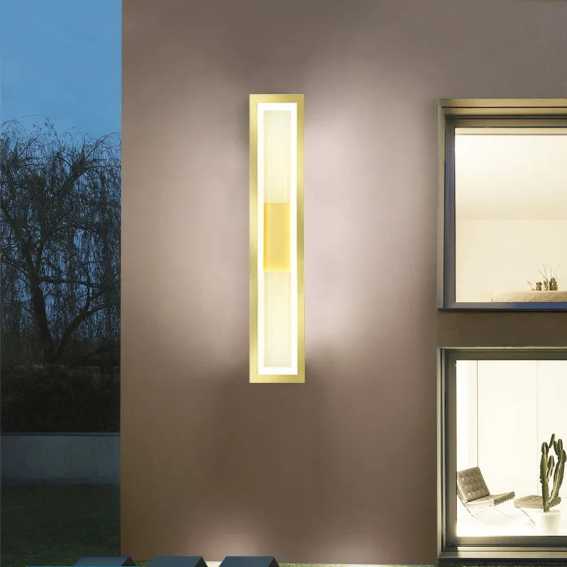 Wall Mounted LED Sconce Light for Outdoor Modern Garden Porch, Axyaa Gold Black Luminaires