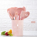 Axyaa Silicone Kitchen Utensils Set with Wooden Handle - Cooking Tools & Egg Beaters