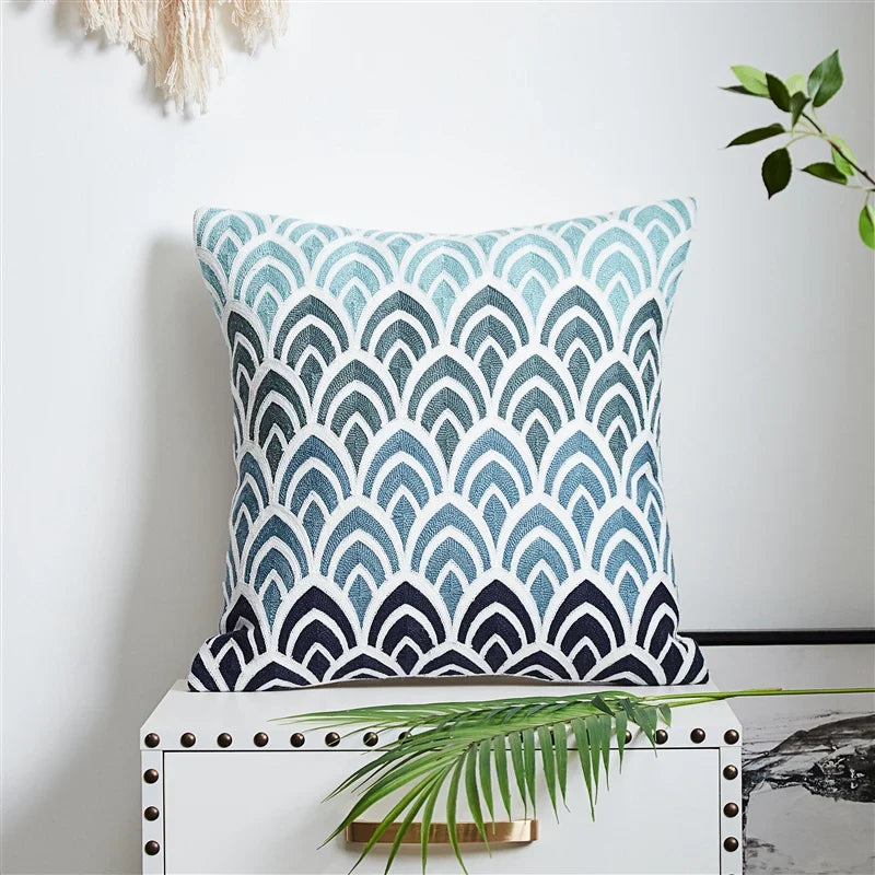 Axyaa Sea Starfish Navy Blue & Yellow Cushion Cover 45x45cm
