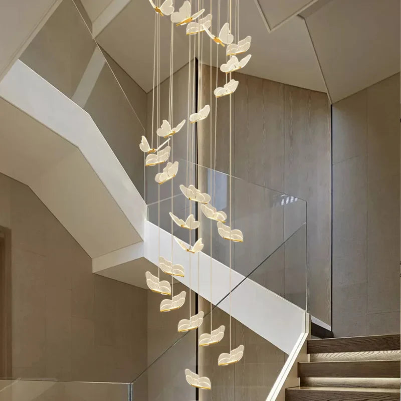 Axyaa Butterfly Staircase Pendant Lights: Elegant Loft Decor Lamps for Home Living Room