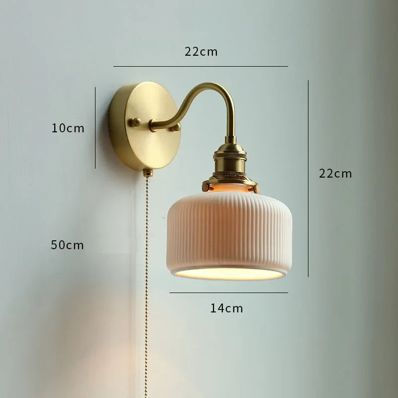 Axyaa Ceramic Modern Wall Lamp with Pull Switch and LED Light