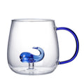 Axyaa 3D Animal Glass Mug: Fun Novelty Cup for Coffee, Tea, Milk - 400ml