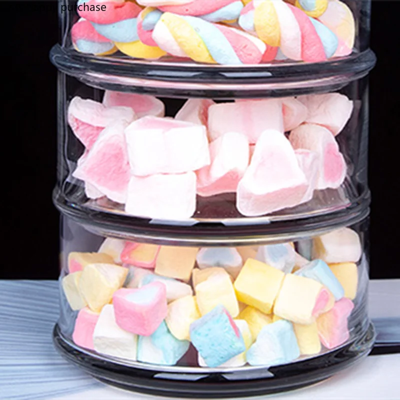 Axya Transparent Glass Candy Jar with Lid - Multi-layer Desktop Storage Solution