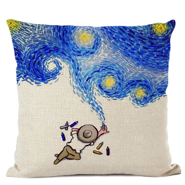 Van Gogh Self Portrait Cushion Cover by Axyaa - Home Decor