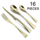 Axyaa 16-Piece Black Stainless Steel Cutlery Set for Dining and Entertaining