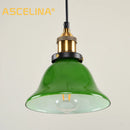 Axyaa Nostalgic Industrial Green Glass Pendant Light for Restaurant and Coffee Shop
