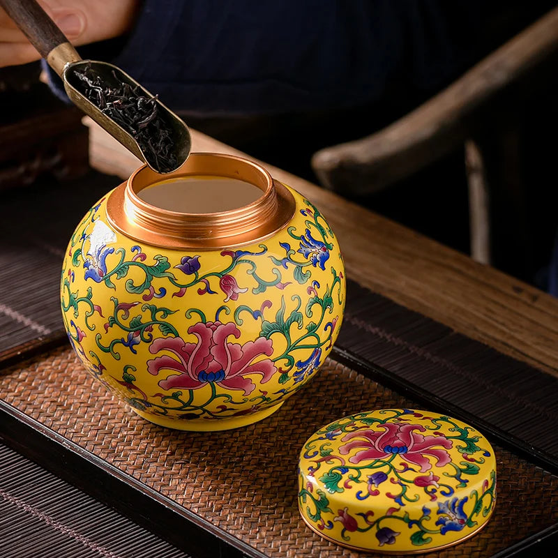 Axya Chinese Print Ceramic Tea Caddy: Kitchen & Desktop Storage, Home Decor & Gift