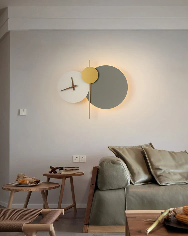 Axya Nordic Minimalist Mute Wall Clock Lamp for Living Room