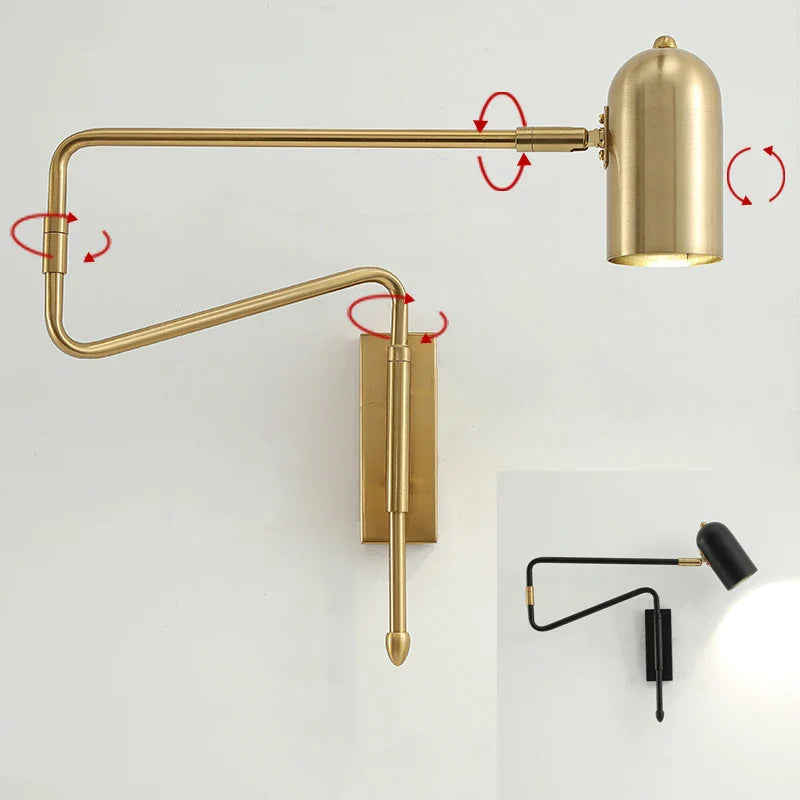 Axyaa Retro LED Wall Lamp: Adjustable Angle, Bedroom, Living Room, Study Decor
