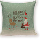 Axyaa Festive Santa Claus Christmas Tree Linen Throw Pillow Case