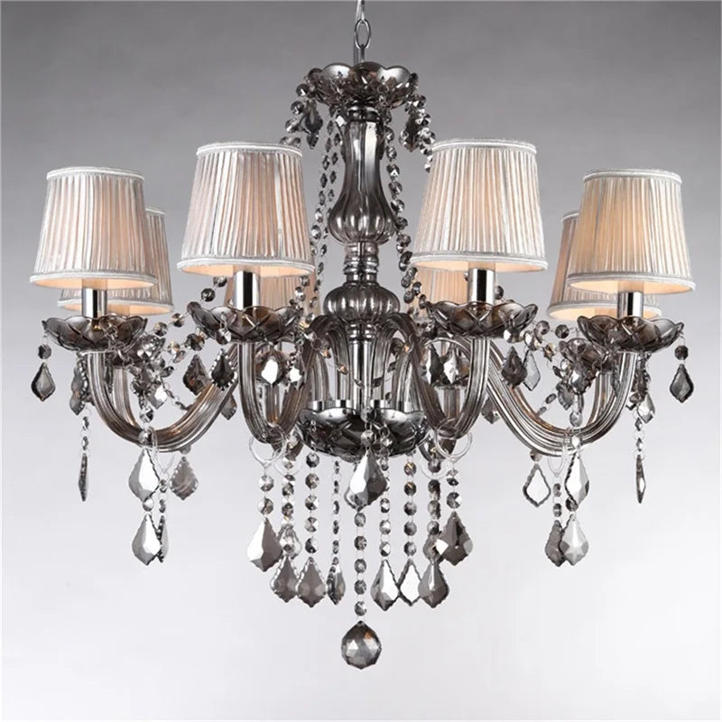 Axyaa Smoky Grey Crystal LED Chandelier for Home or Hotel Hall