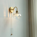 Axyaa Nordic LED Wall Lamp Pull Chain Switch Glass Copper Wall Sconce
