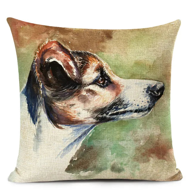 Colourful Bull Terrier & Dachshund 3D Cushion Cover for Home Sofa by Axyaa